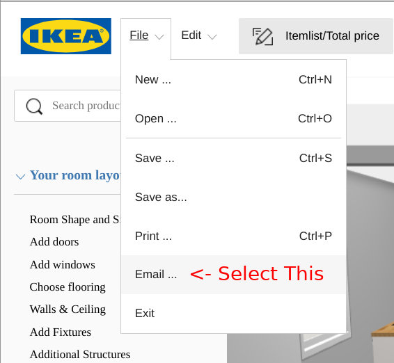 How to Share IKEA Kitchen Plan by Email